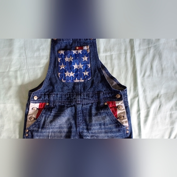 LEI Denim Overalls with Red and White Accents - Picture 3 of 4